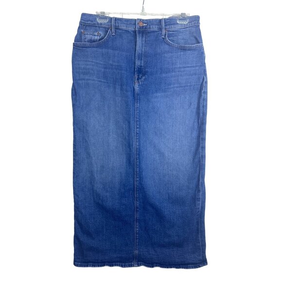 Mother The Pencil Pusher Women's 33 Denim Midi Jean Skirt Blue - Picture 1 of 10